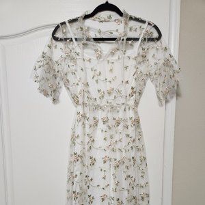 Floral lace white dress